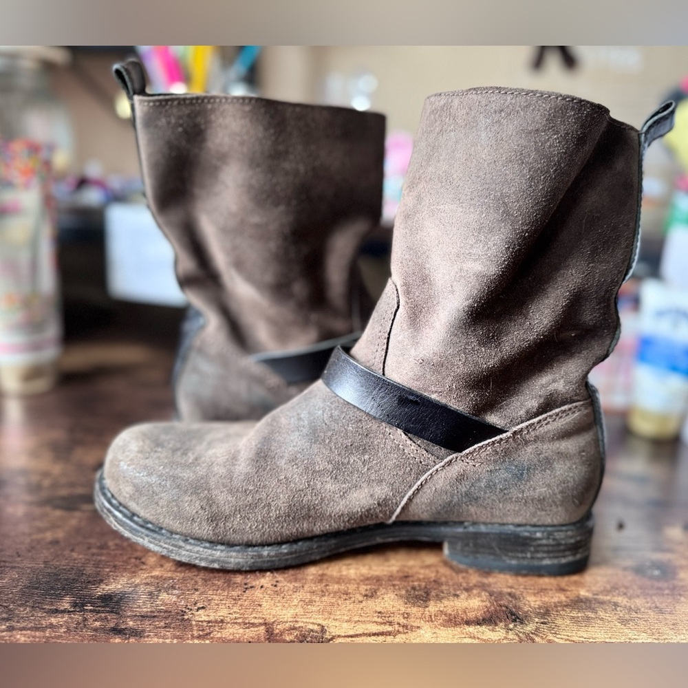 rag & bone brown Suede Moto Boots - Handmade Goodyear Welt - Sz 38 - Picture 5 of 11